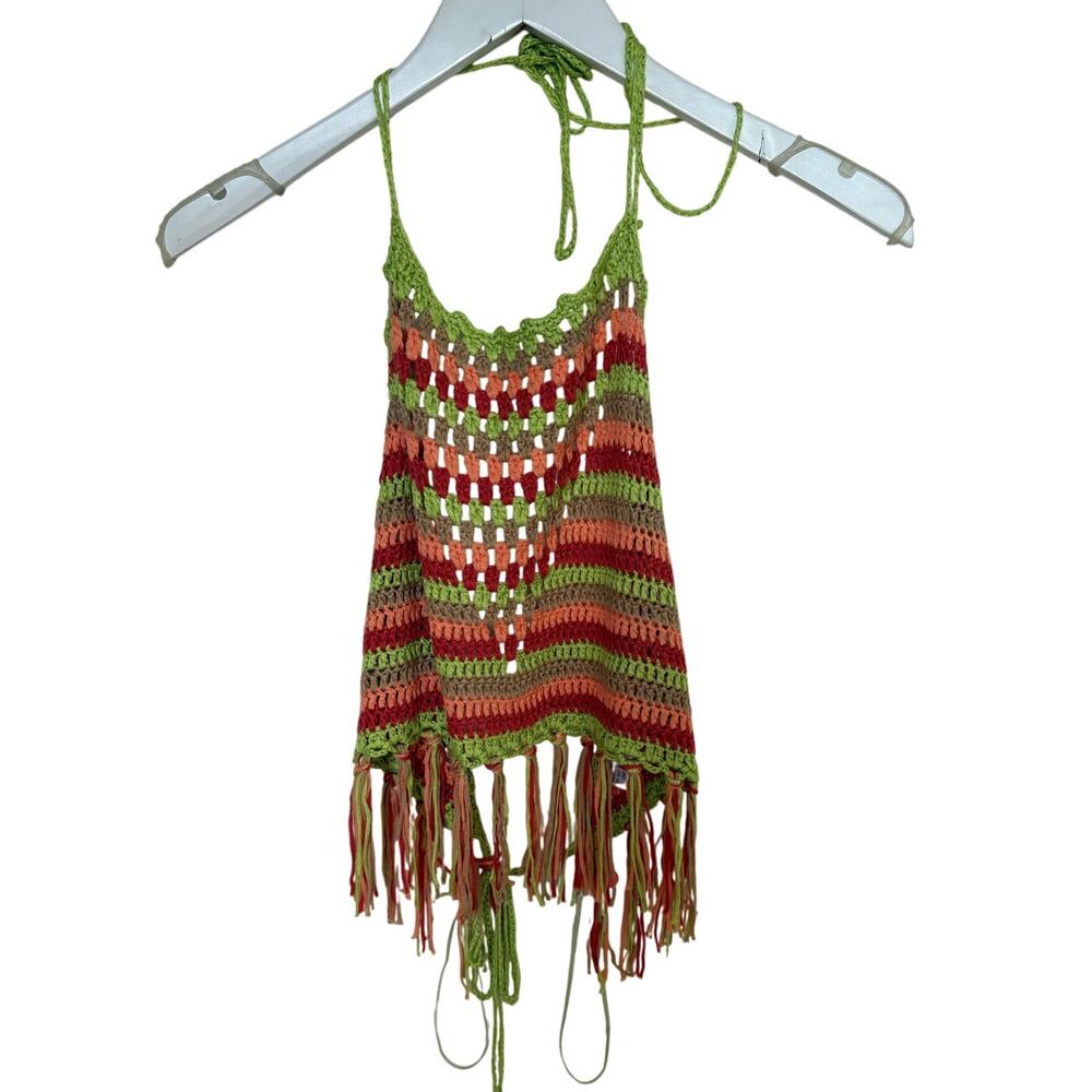 Stolen Hearts Crochet Halter Crop Top - Size S/M